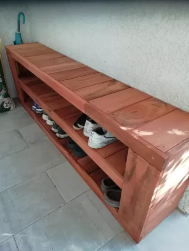 Fabrication d’un meuble a chaussure en bois exotique à Arthez de Béarn, Orthez, NR Construction Bois